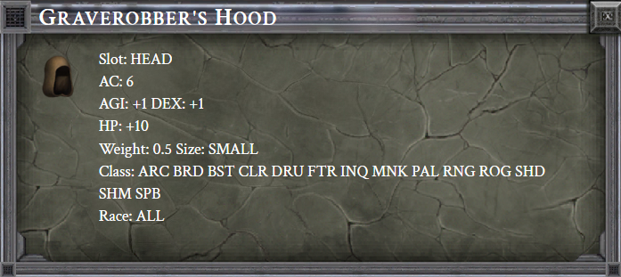 GRAVEROBBER'S HOOD item card